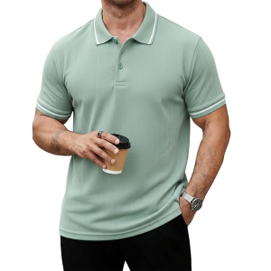Men’s Premium Jacquard Polo T-Shirt | Short Sleeve Soft Knit Fabric