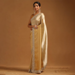 Womens Tissue Chevrons Zari Woven Saree With Sequins